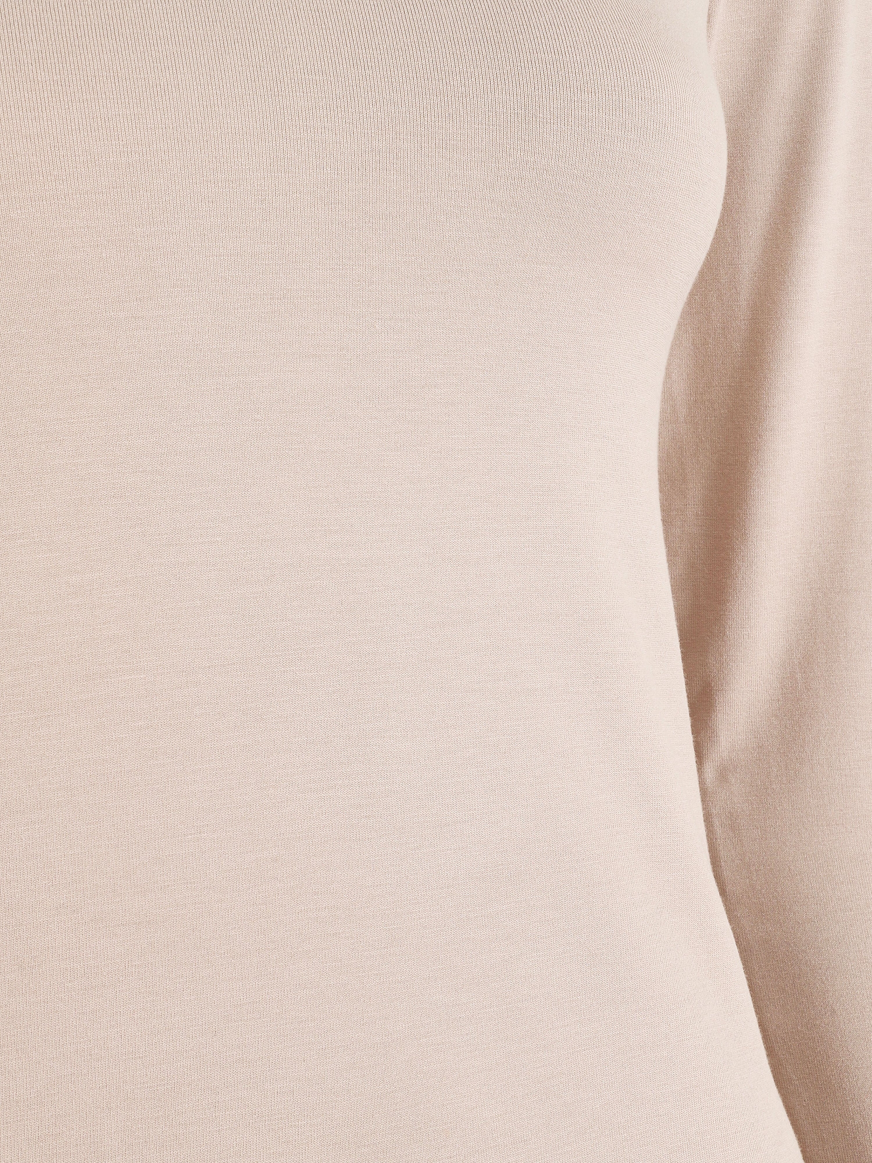 Effen top met lange mouwen en V-hals - Beige - Image 3