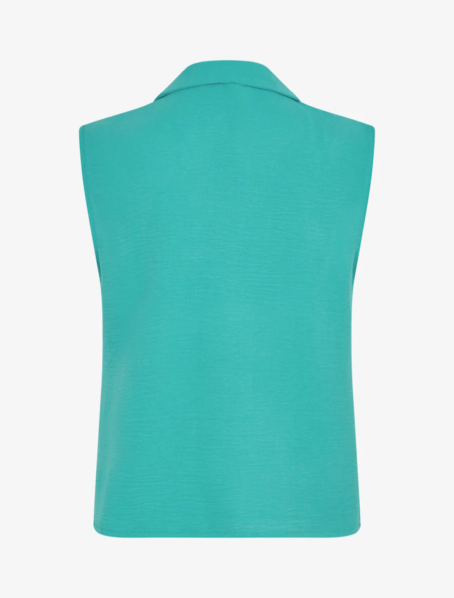 Effen top met strikkraag - Blauwgroen - Image 2