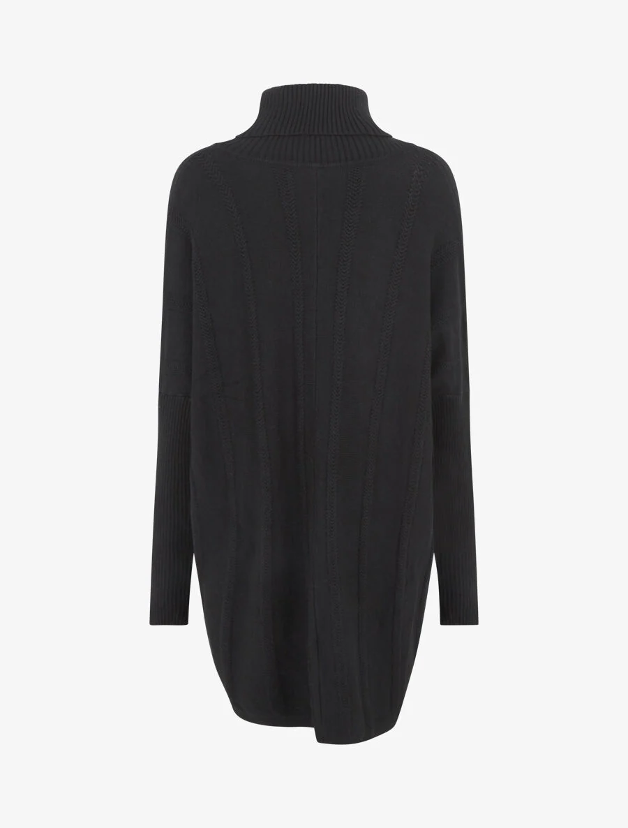 Effen trui-jurk met colkraag - zwart - Image 2