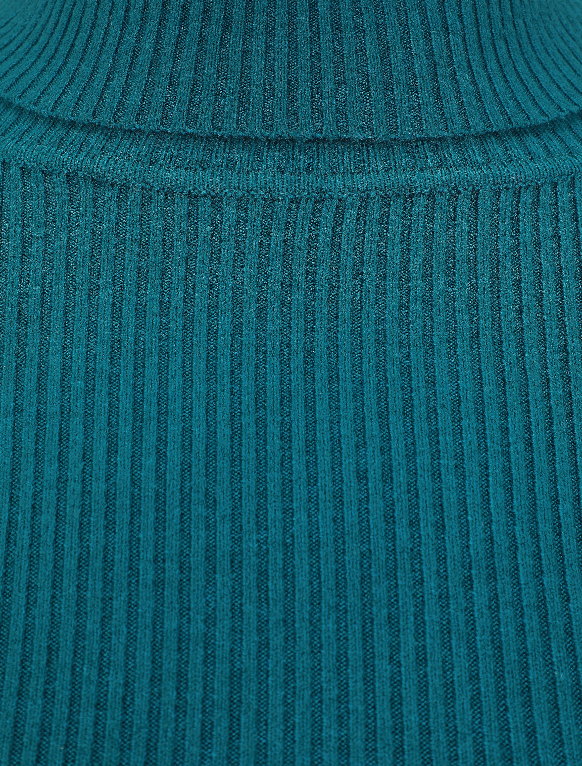 Effen trui-jurk met colkraag - Blauwgroen - Image 4