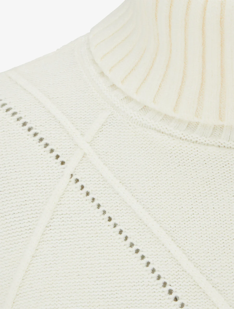 Effen trui met geometrisch textuurpatroon - Crème - Image 3