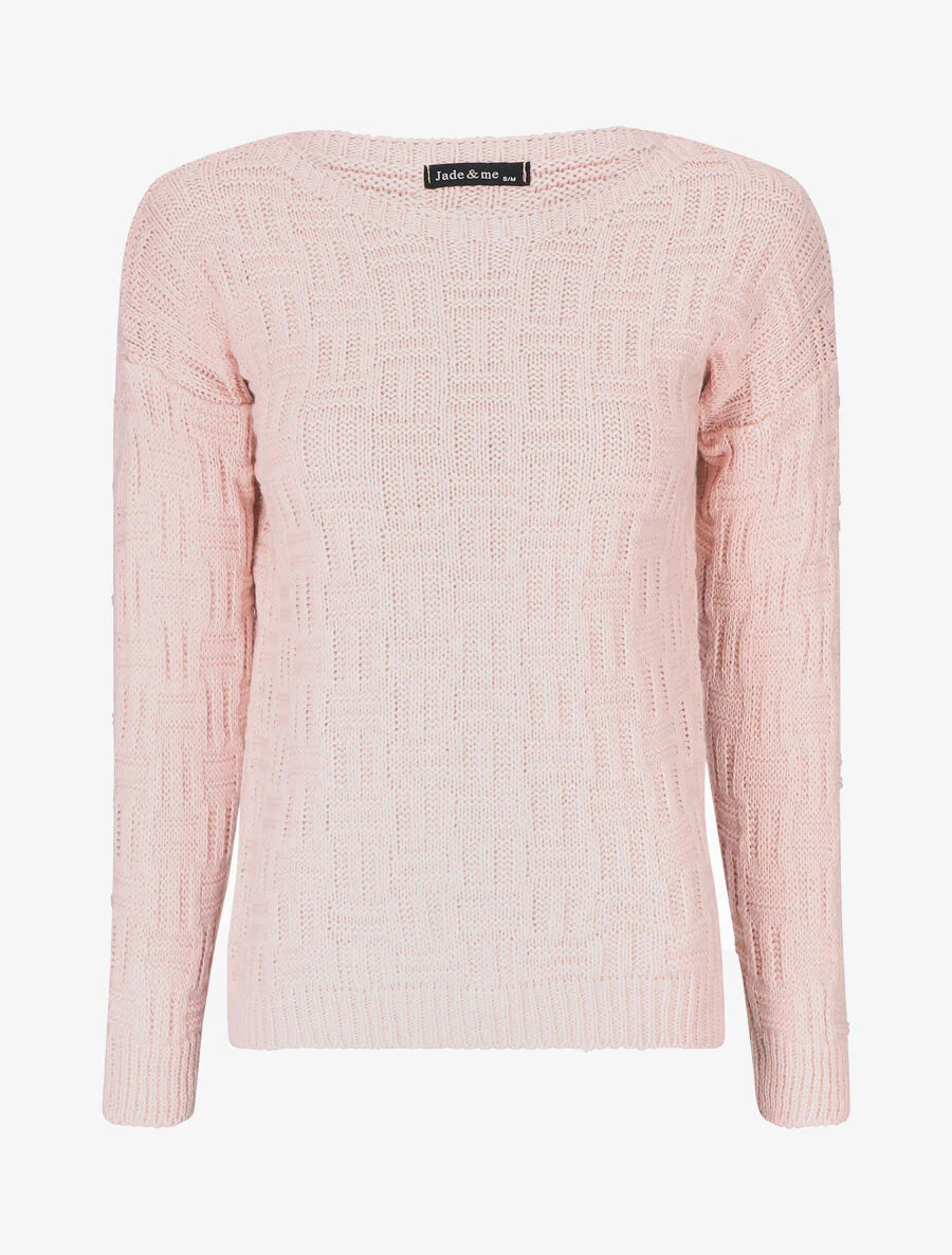 Effen trui met grafisch patroon - Roze