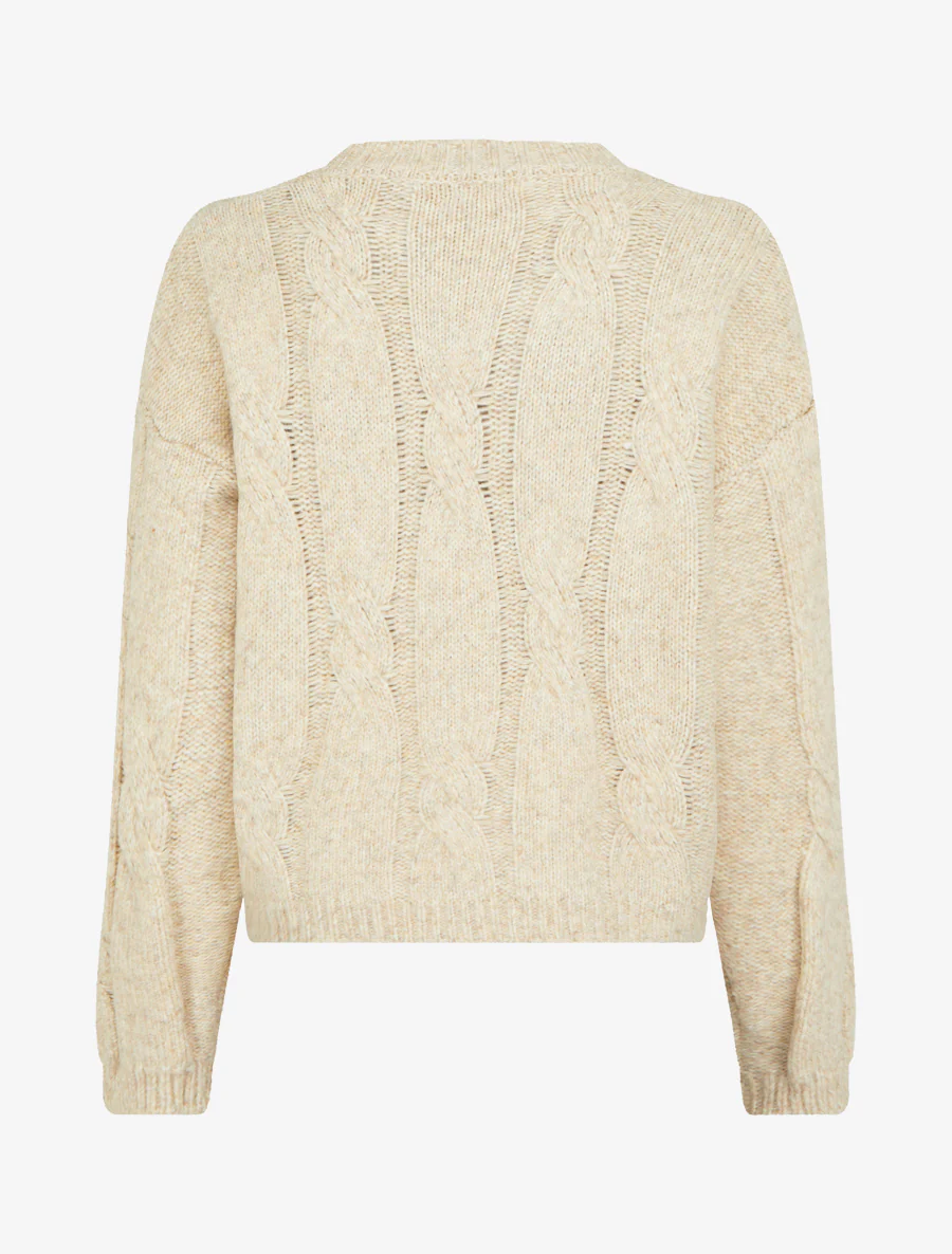 Effen trui met kabelpatroon - Beige - Image 2