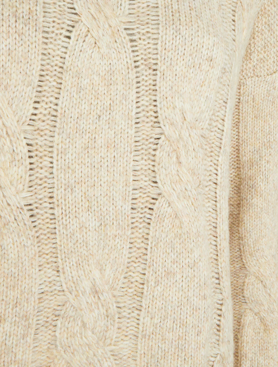 Effen trui met kabelpatroon - Beige - Image 3