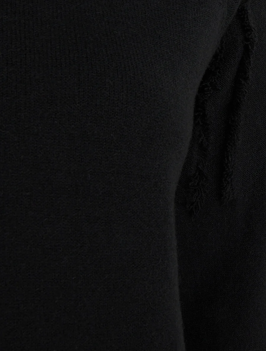 Effen trui met rafeldetail - Zwart - Image 3
