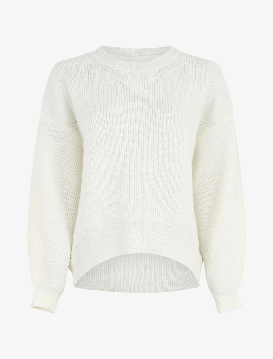 Effen trui met ronde hals - wit
