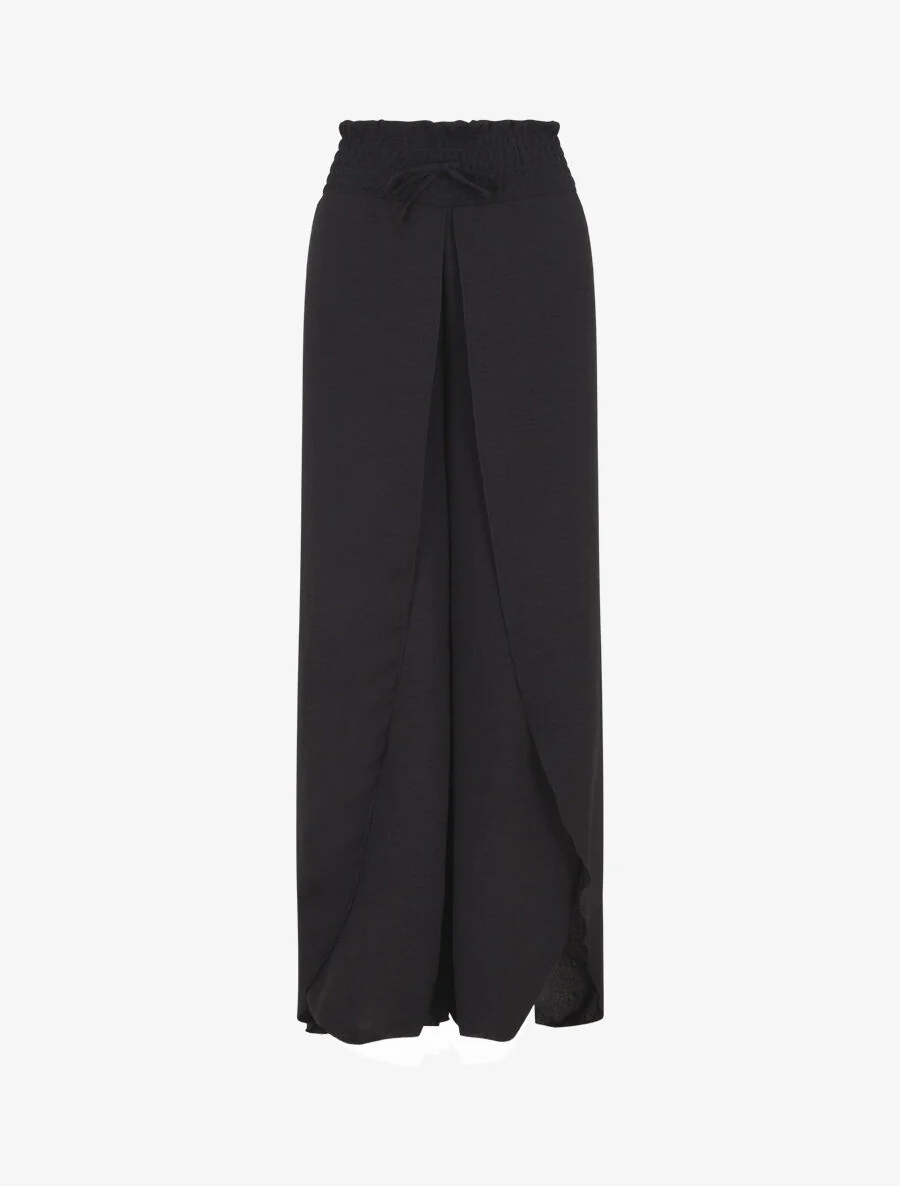 Effen tulpbroek met elastische tailleband - Zwart