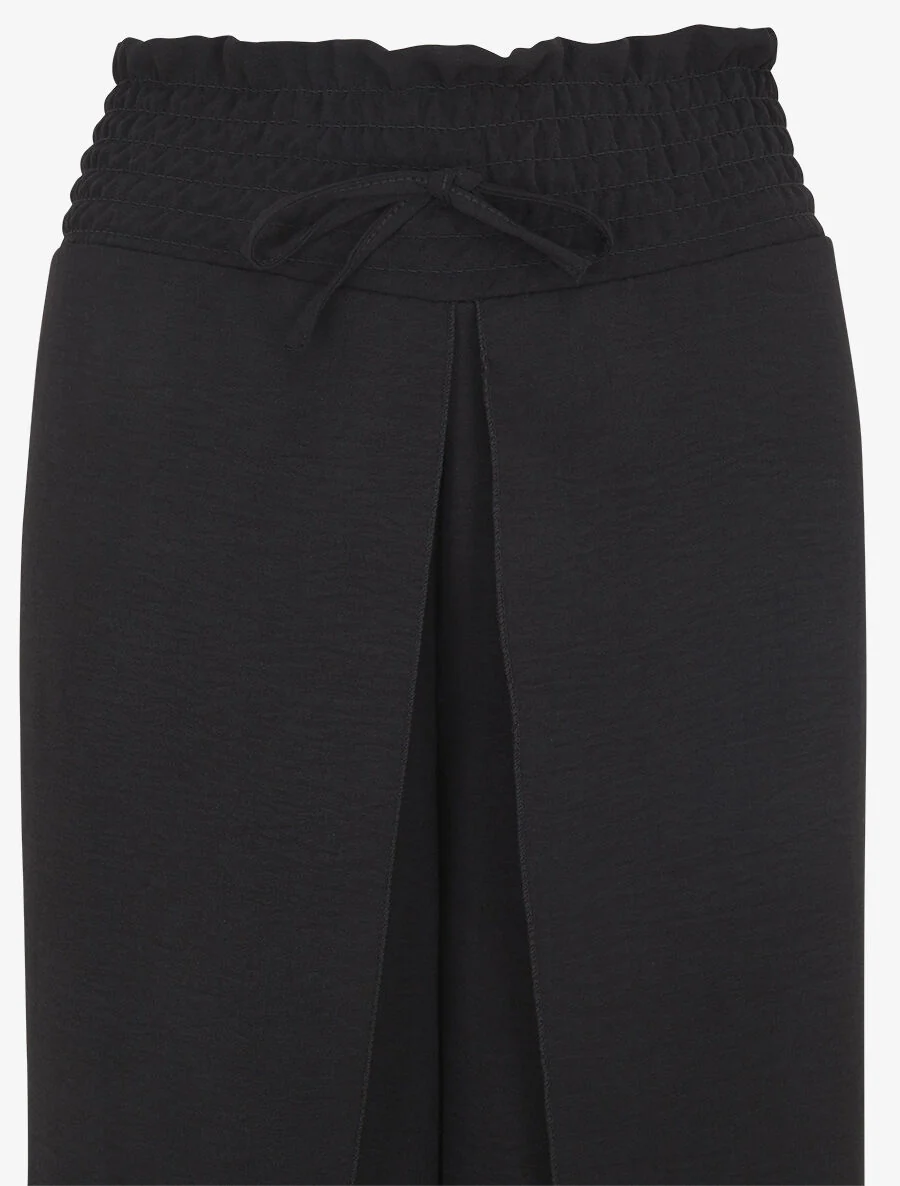 Effen tulpbroek met elastische tailleband - Zwart - Image 3