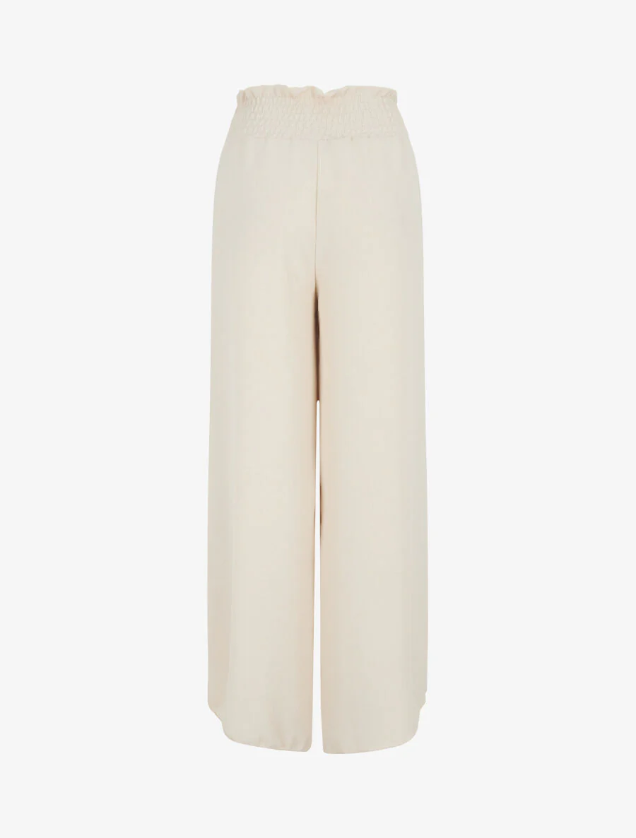 Effen tulpbroek met elastische tailleband - beige - Image 2