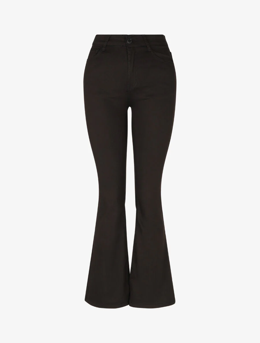 Effen. uitlopende jeans met standaard taille - zwart