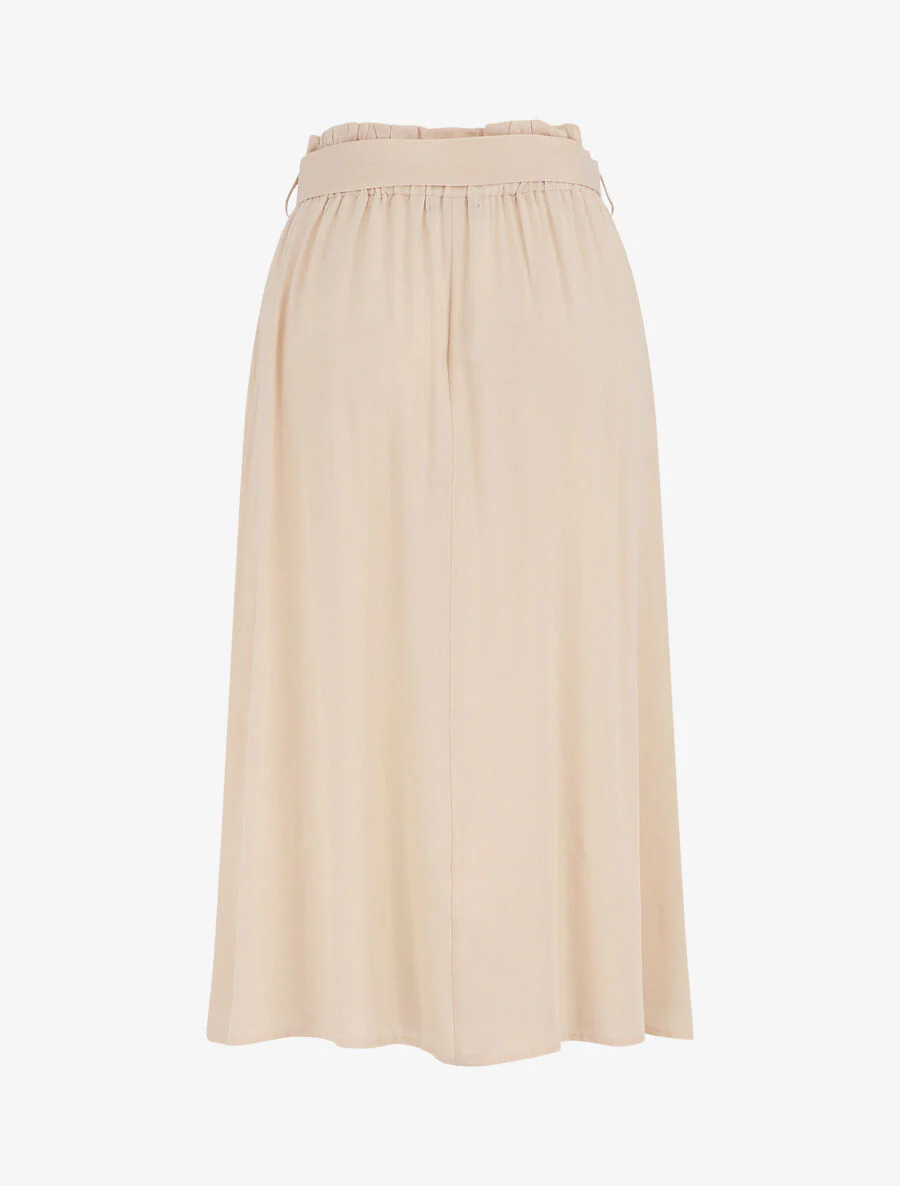 Effen. uitlopende midi-rok met knopen - beige - Image 2