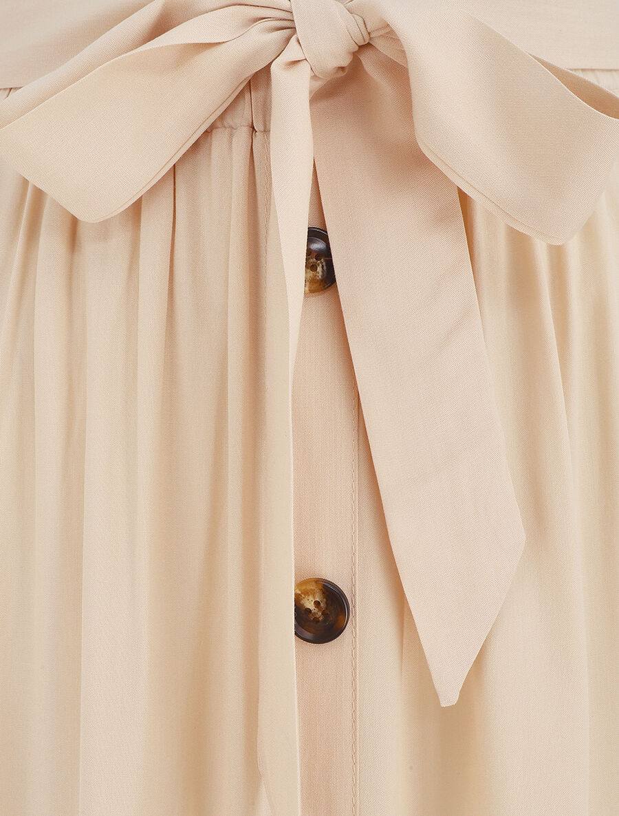 Effen. uitlopende midi-rok met knopen - beige - Image 3
