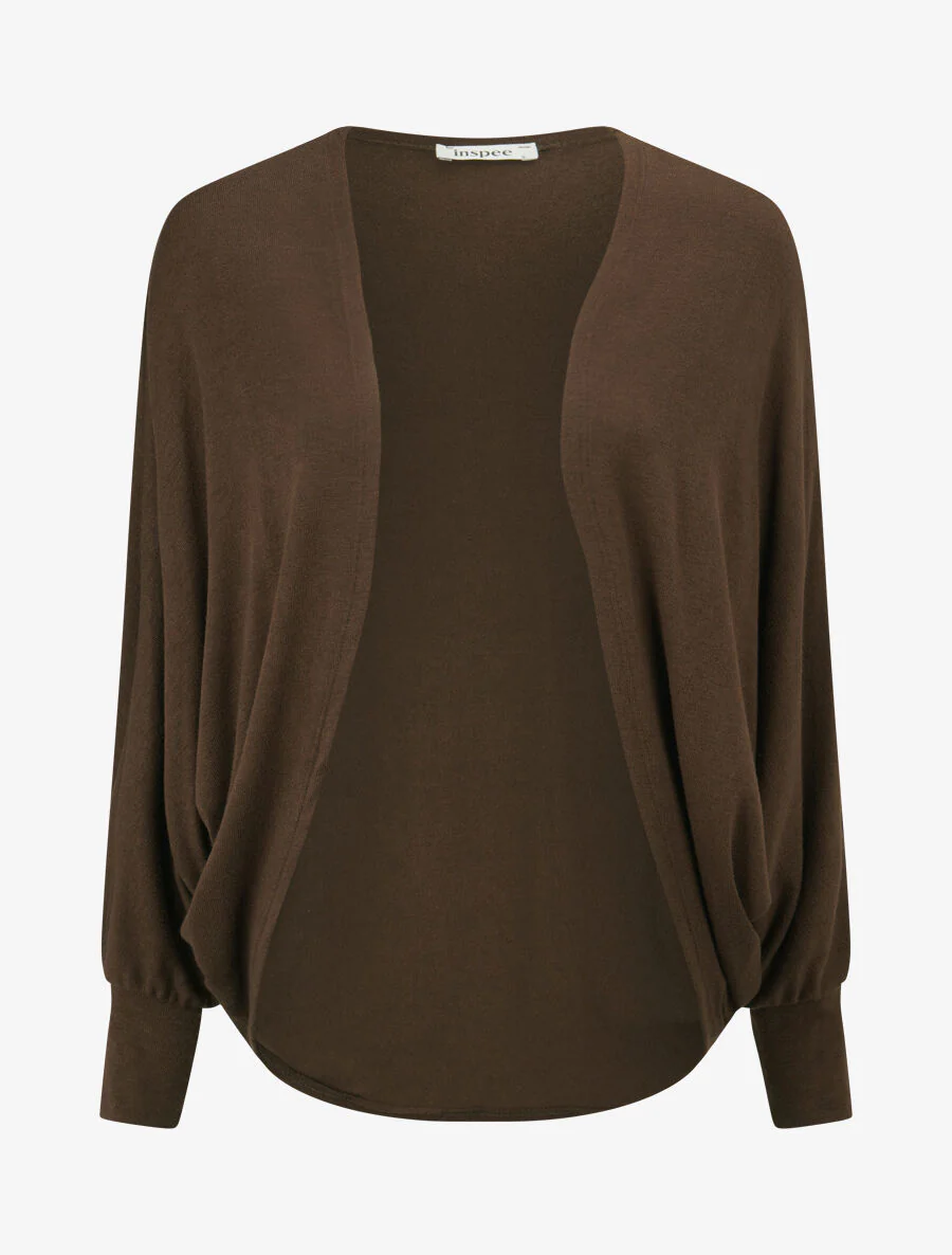 Effen vest met dolmanmouwen - bruin