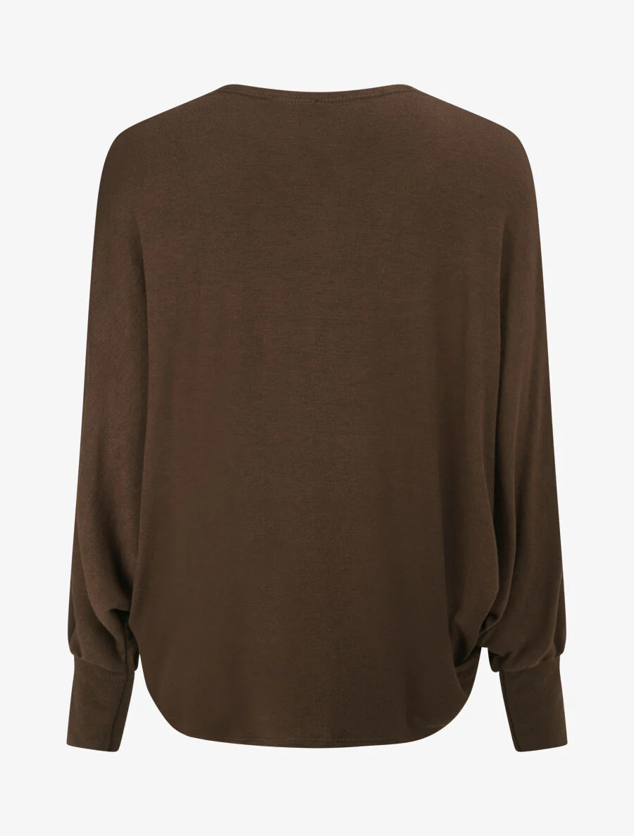 Effen vest met dolmanmouwen - bruin - Image 2