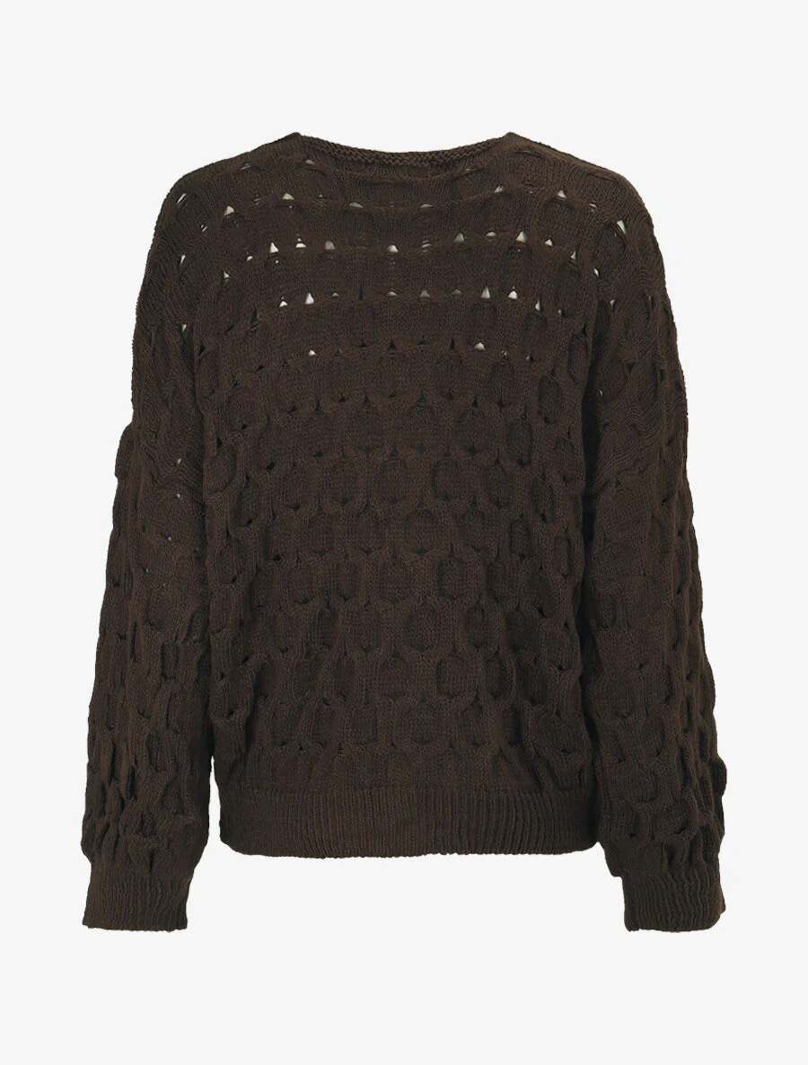 Effen vest met knopen - Bruin - Image 2