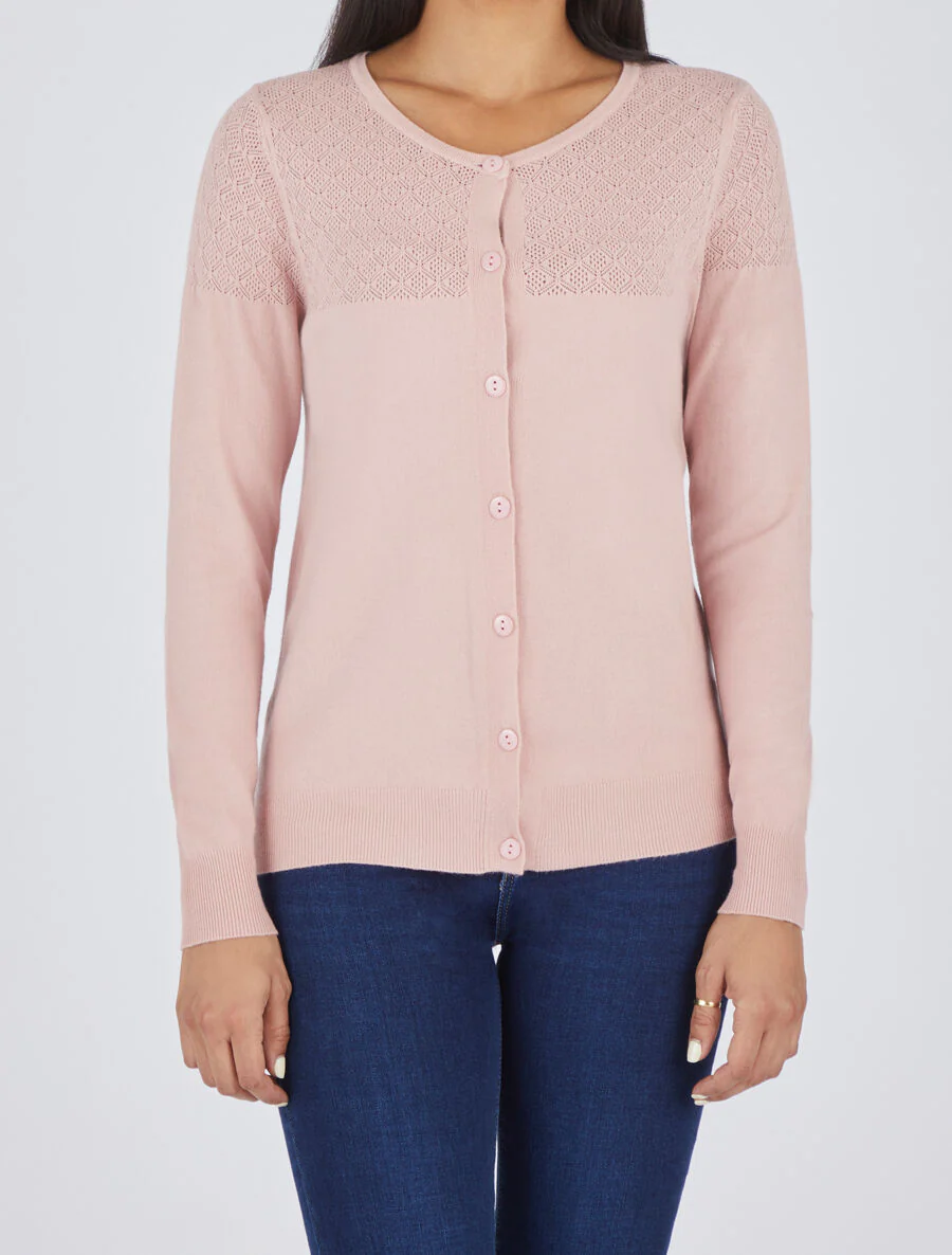 Effen vest met lange mouwen - Poederroze - Image 4