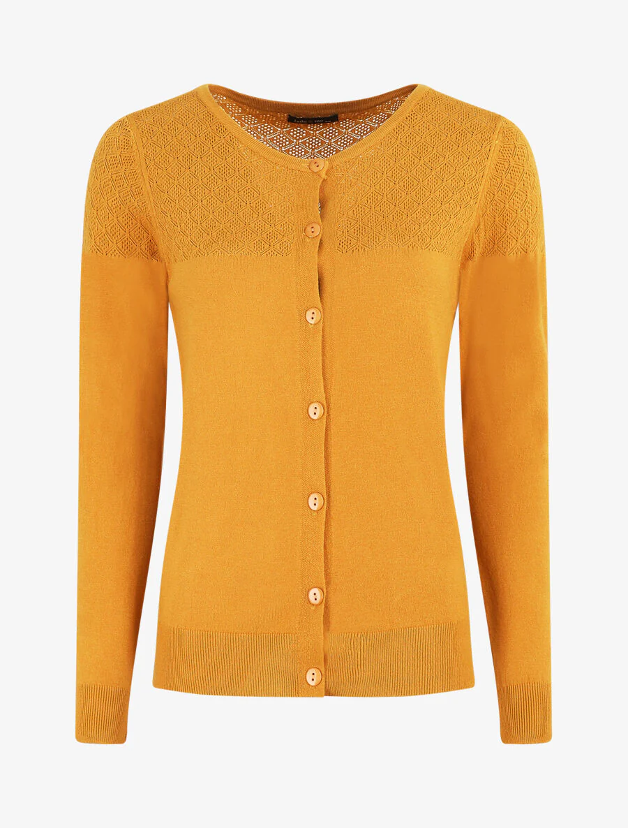 Effen vest met lange mouwen - Saffraan
