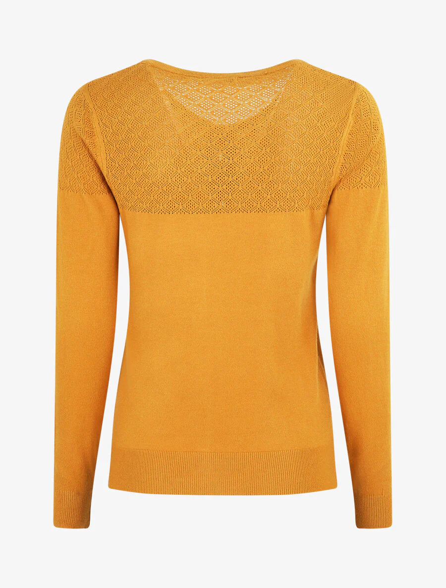 Effen vest met lange mouwen - Saffraan - Image 2