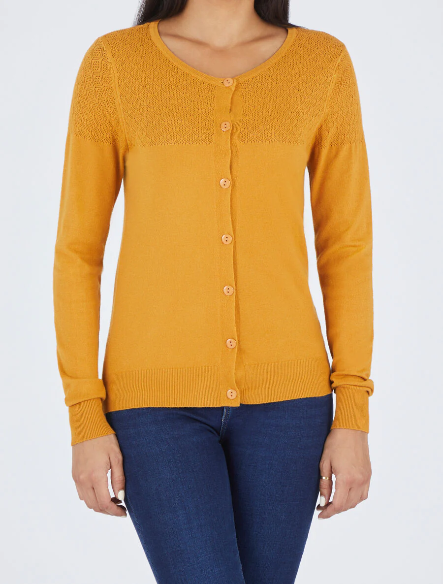 Effen vest met lange mouwen - Saffraan - Image 4