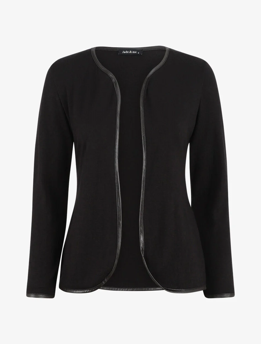 Effen vest met textuurrand - Zwart
