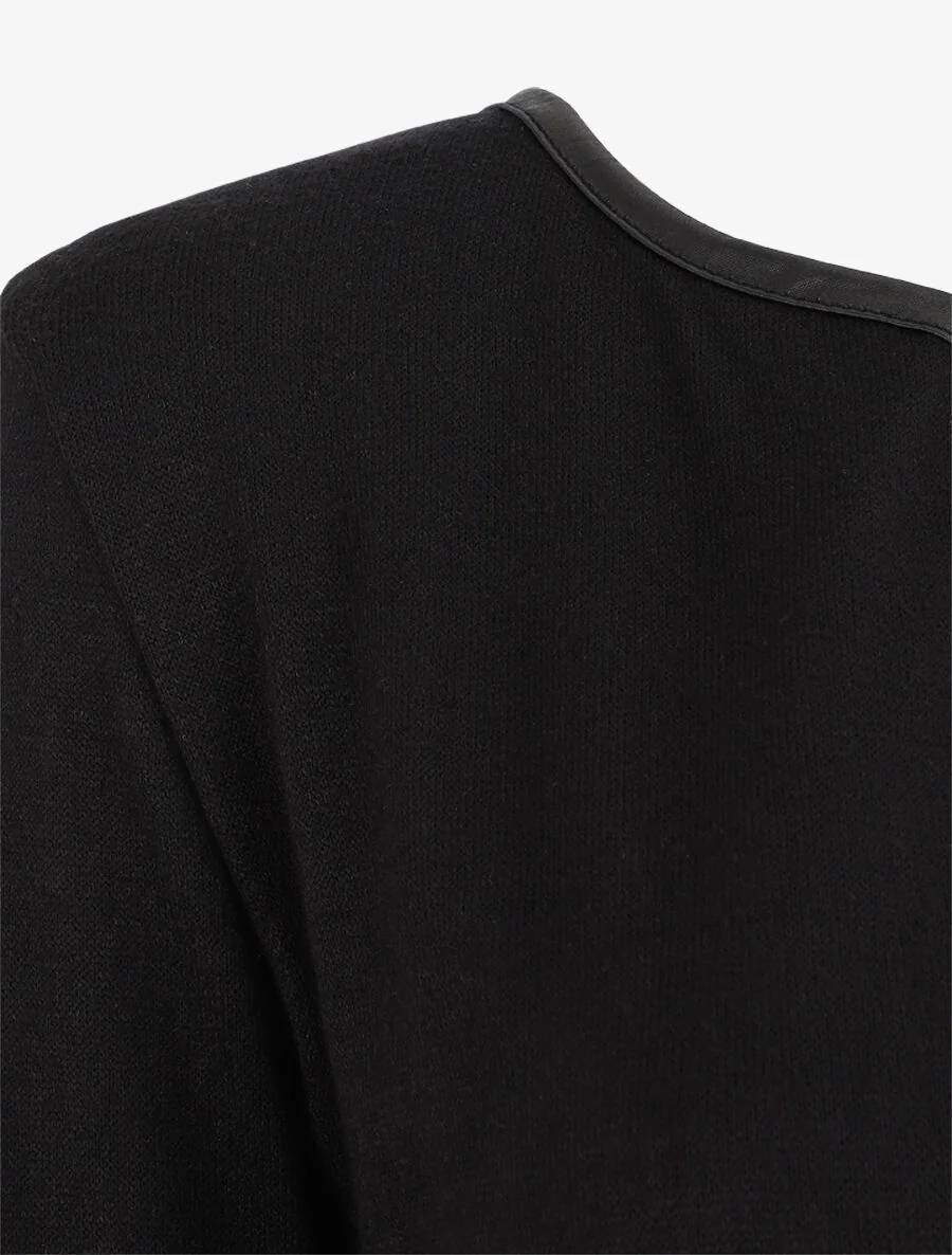 Effen vest met textuurrand - Zwart - Image 3