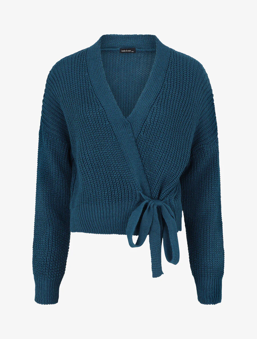 Effen vest met wikkelhals - Blauwgroen