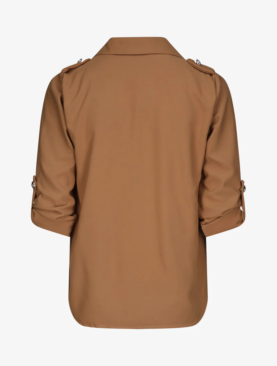 Vloeiende effen blouse - Camel - Image 2