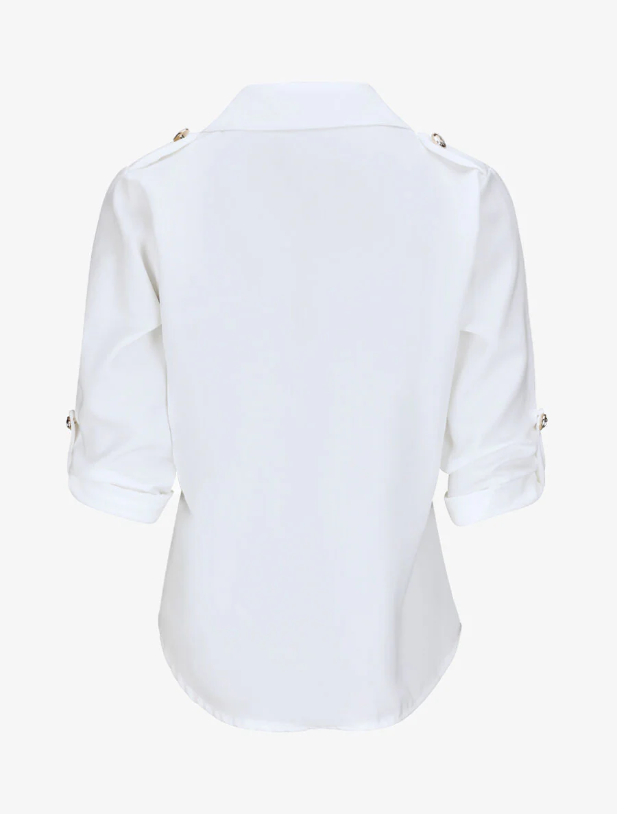 Vloeiende effen blouse - Wit - Image 2