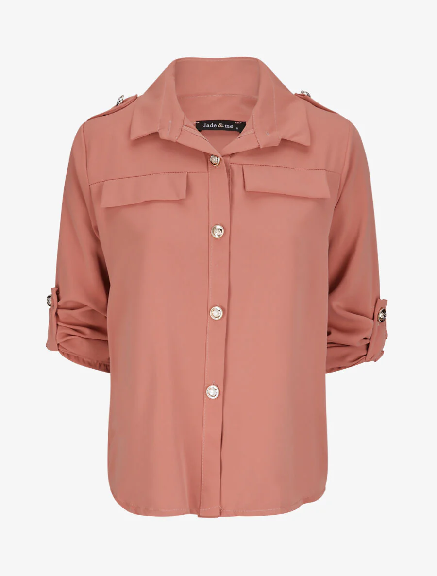 Vloeiende effen blouse - Roze