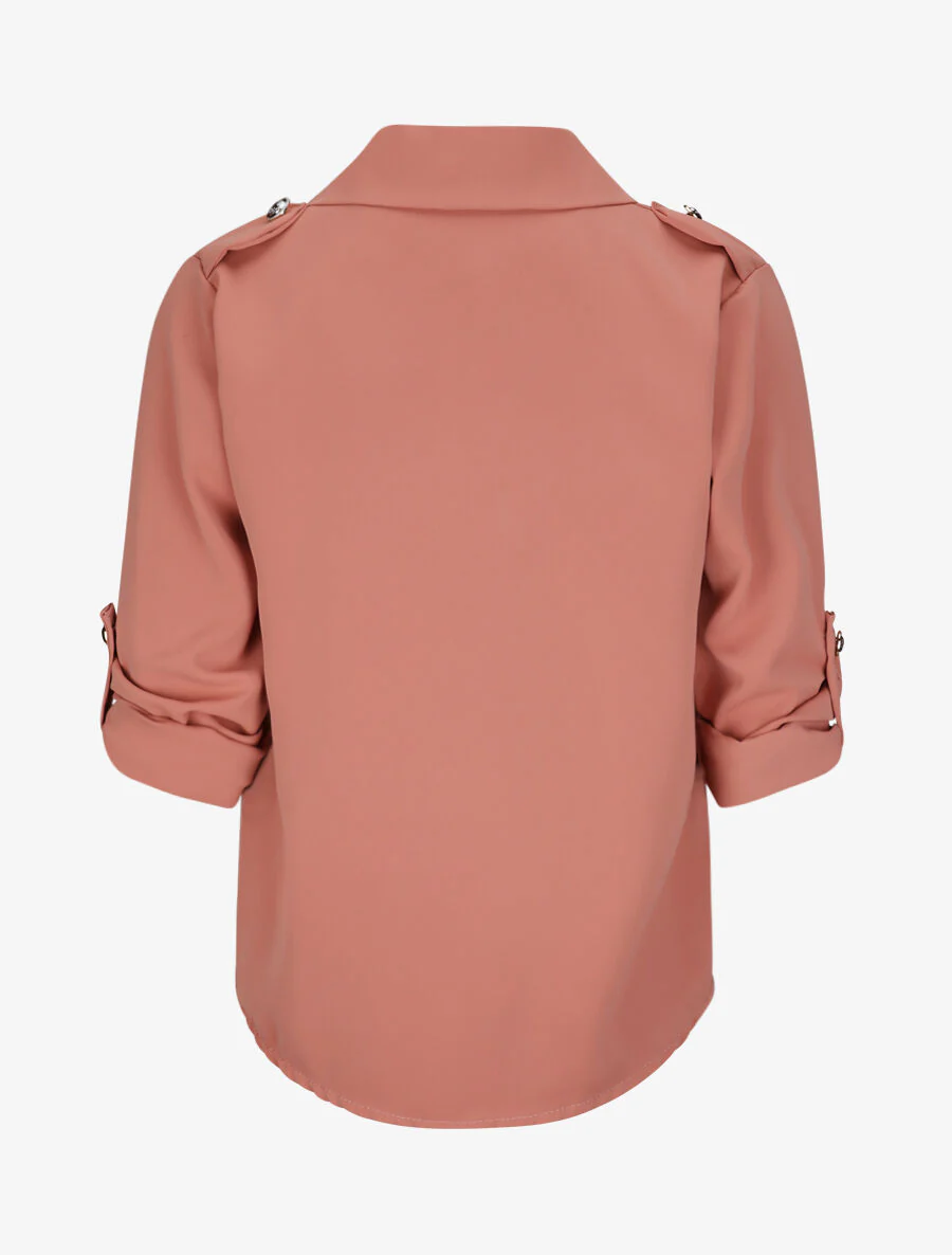 Vloeiende effen blouse - Roze - Image 2