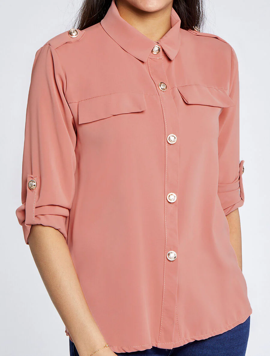 Vloeiende effen blouse - Roze - Image 4