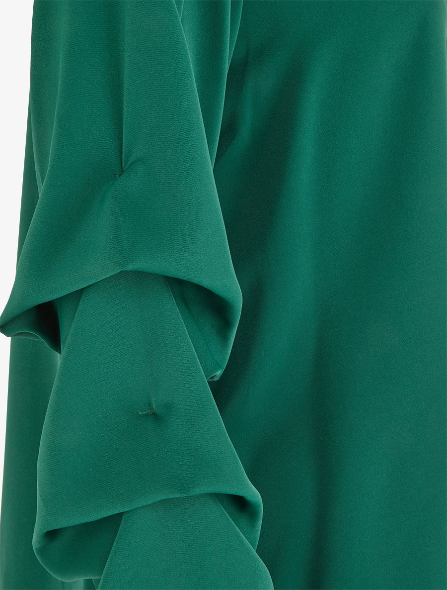 Effen vloeiende blouse met gestileerde mouwen - Dennengroen - Image 3