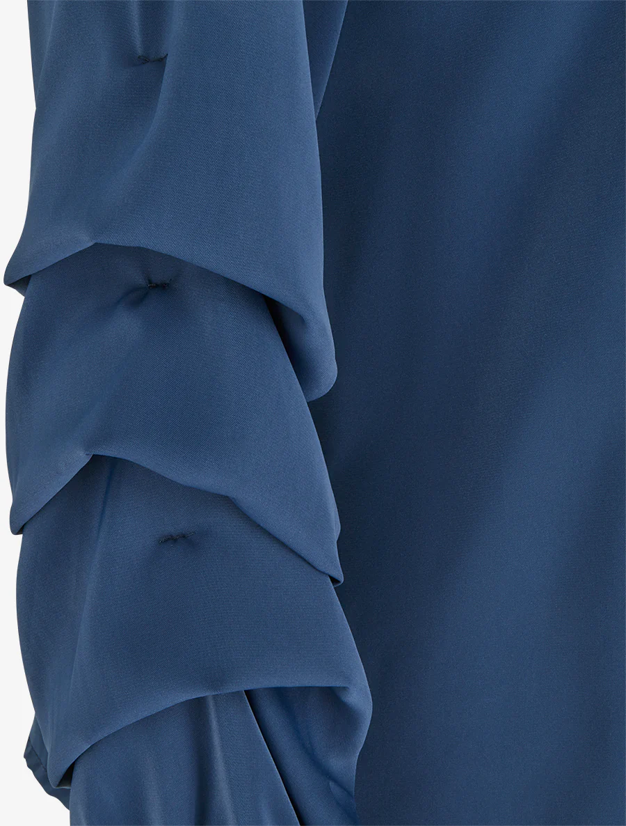 Effen vloeiende blouse met gestileerde mouwen - Marine - Image 3