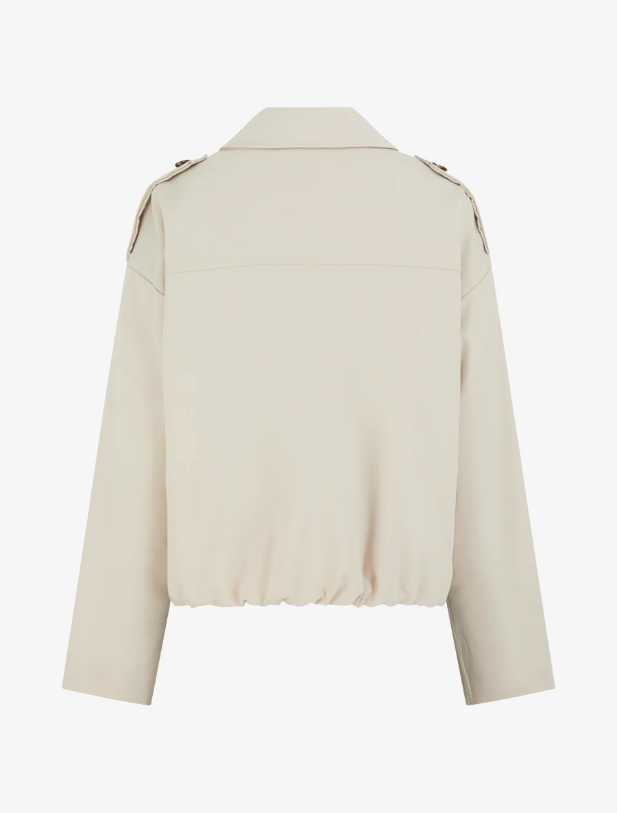Effen vloeiende jas met rits. - Beige - Image 2