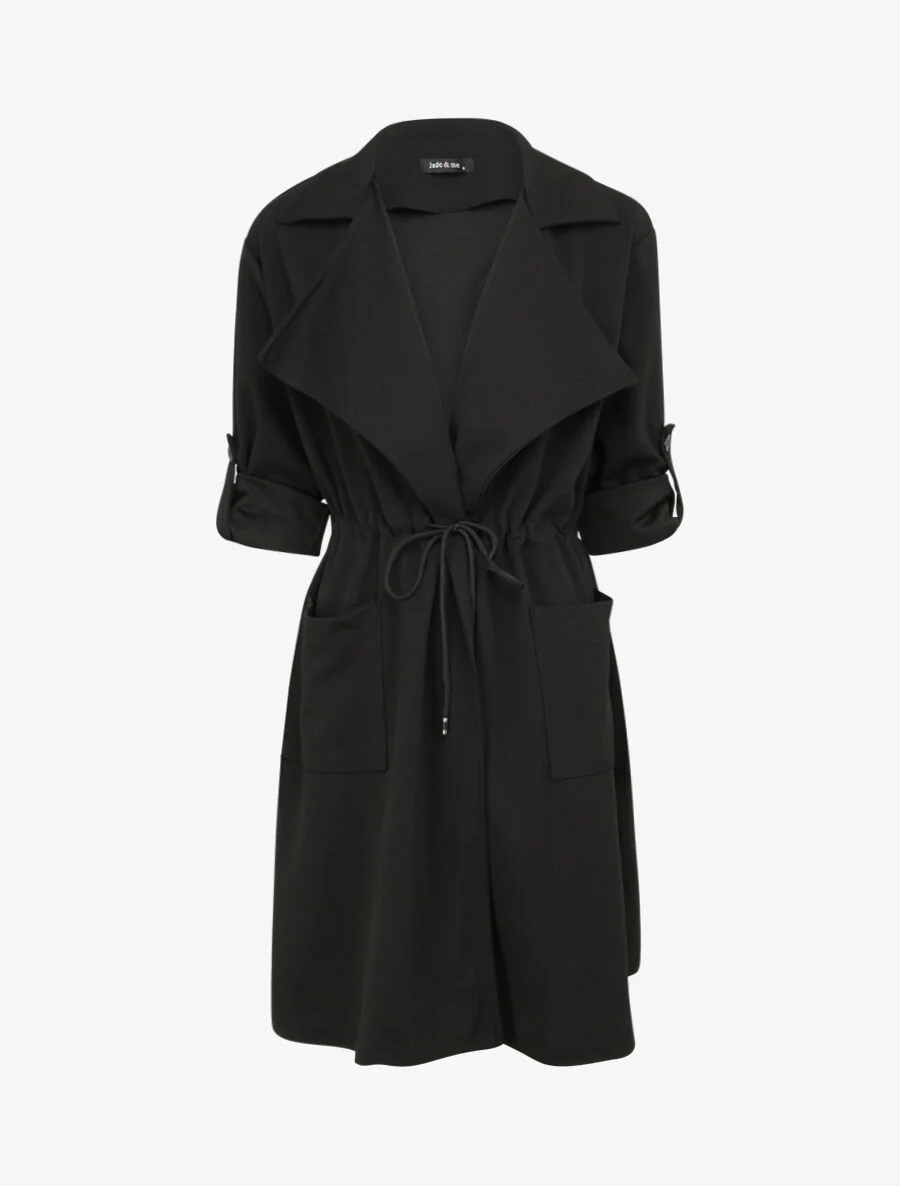 Effen vloeiende trenchcoat - Zwart