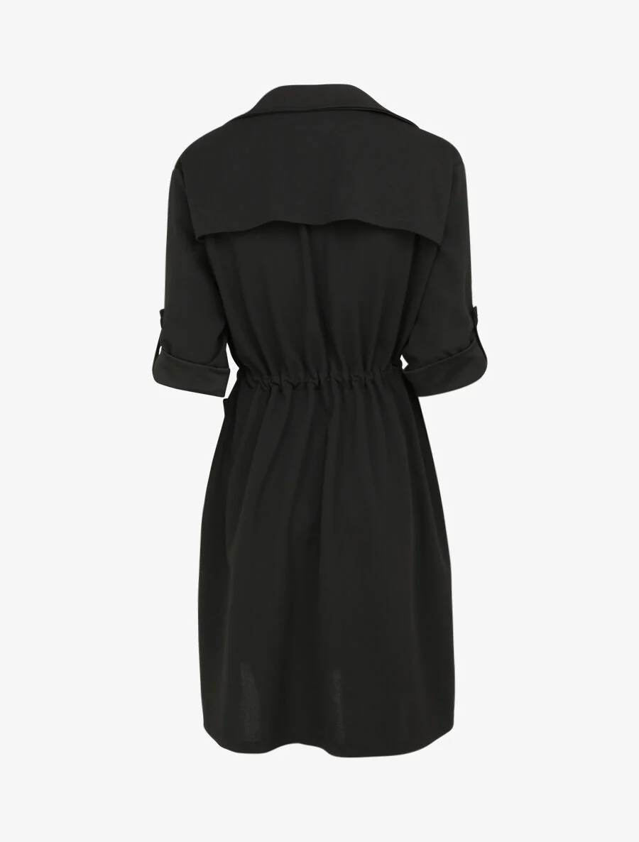 Effen vloeiende trenchcoat - Zwart - Image 2