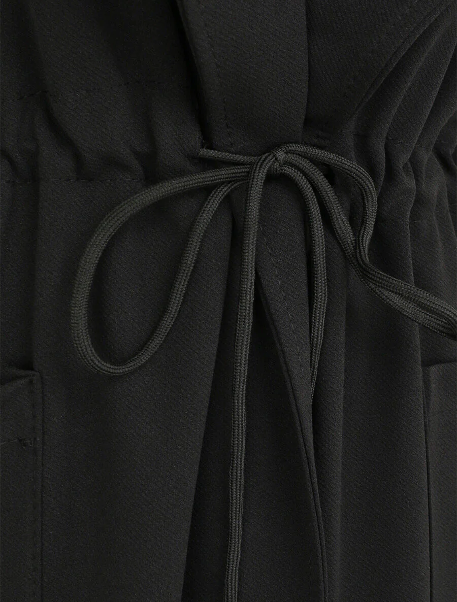 Effen vloeiende trenchcoat - Zwart - Image 3