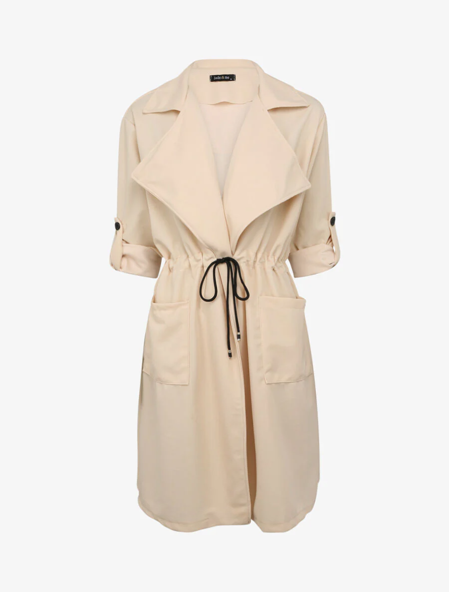 Effen vloeiende trenchcoat - beige