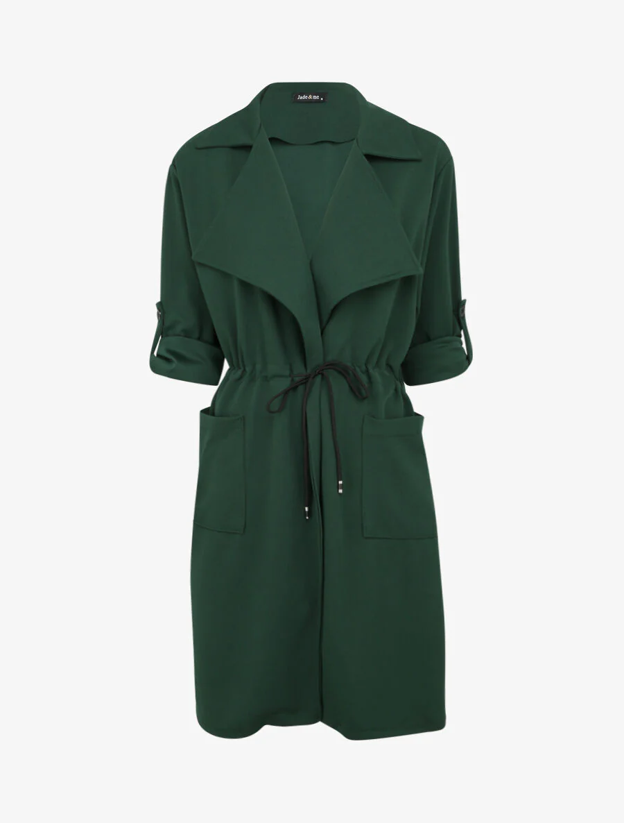 Effen vloeiende trenchcoat - Dennengroen