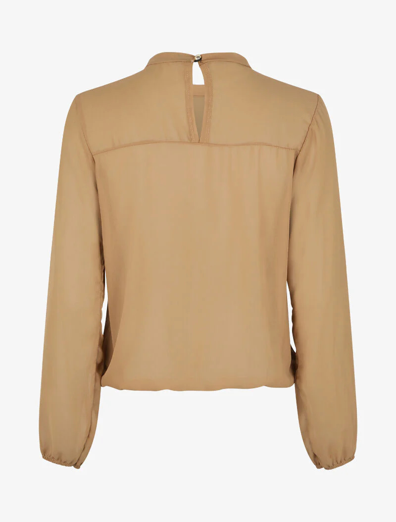 Blouse in effen voile - Camel - Image 2