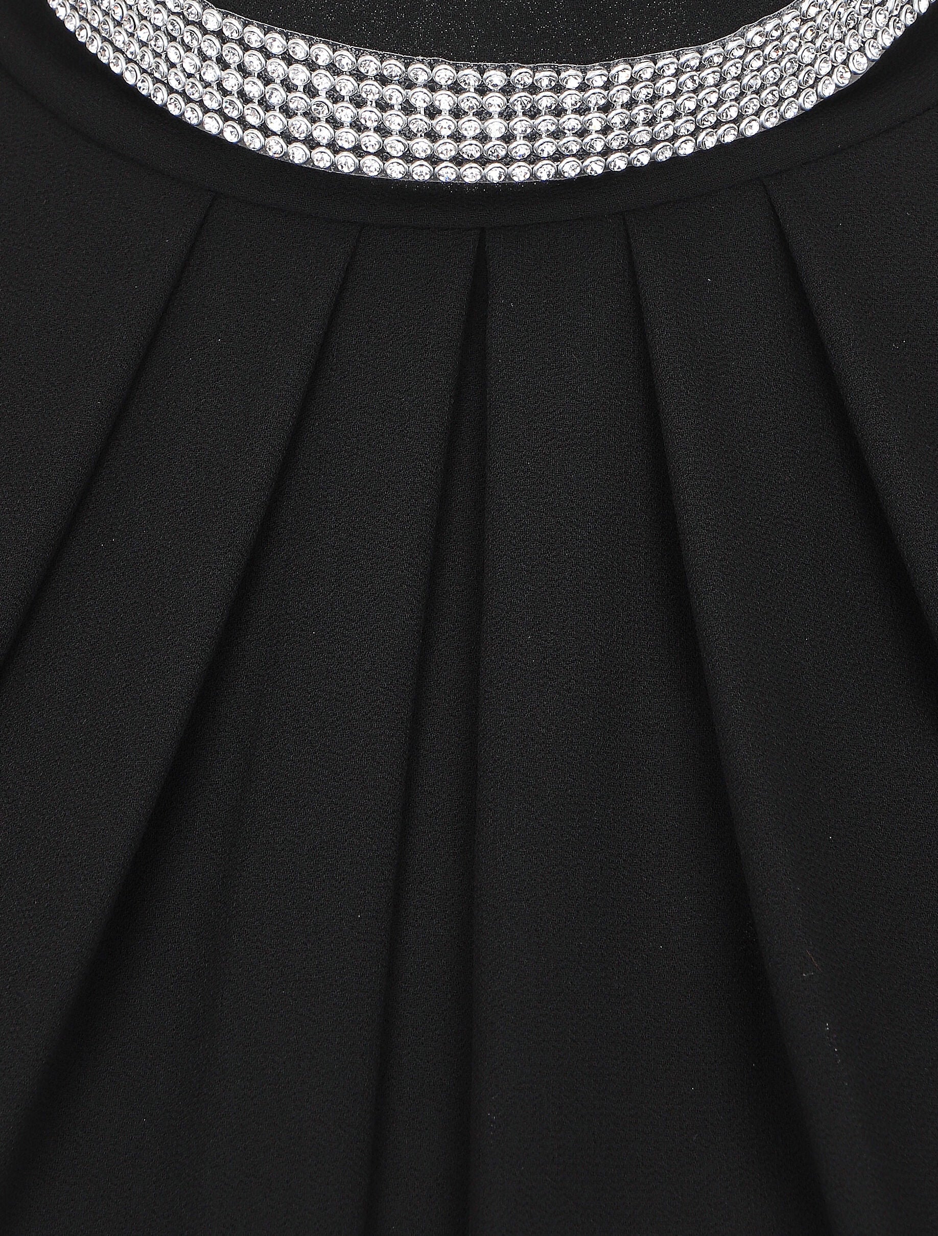 Effen voile top met sieradenhals - zwart - Image 3