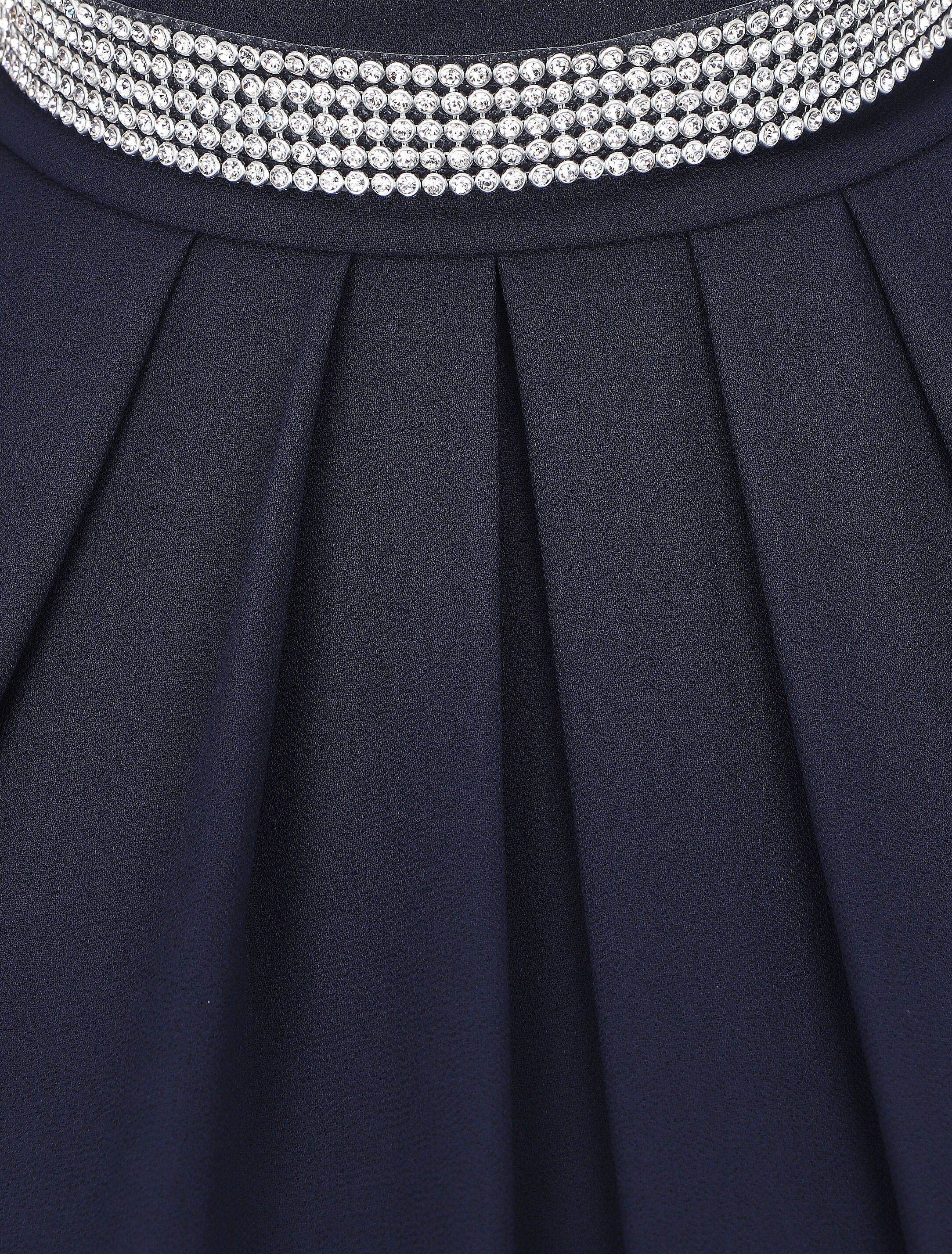 Effen voile top met sieradenhals - Donkerblauw - Image 3