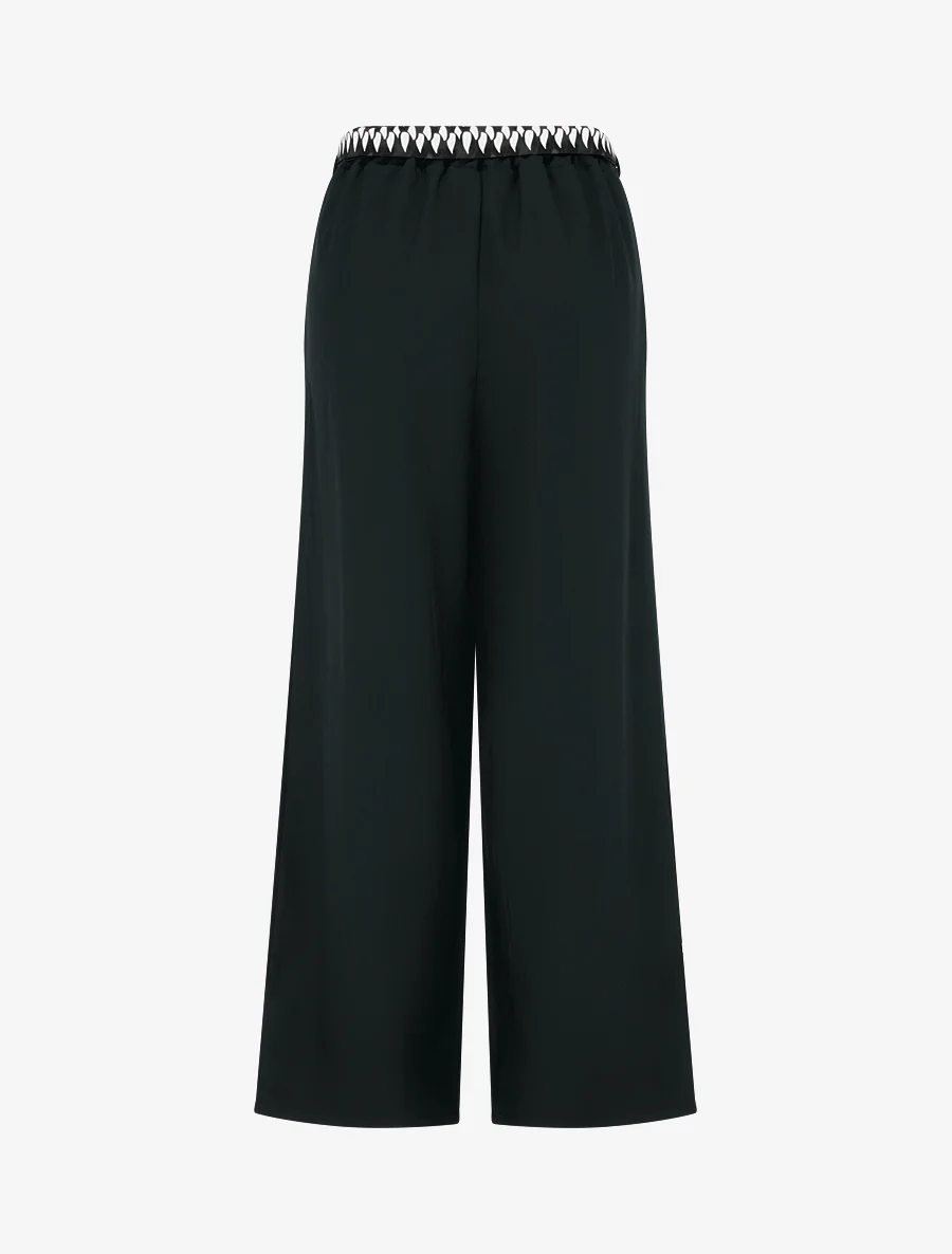 Effen wijde broek met ceintuur - Zwart - Image 2