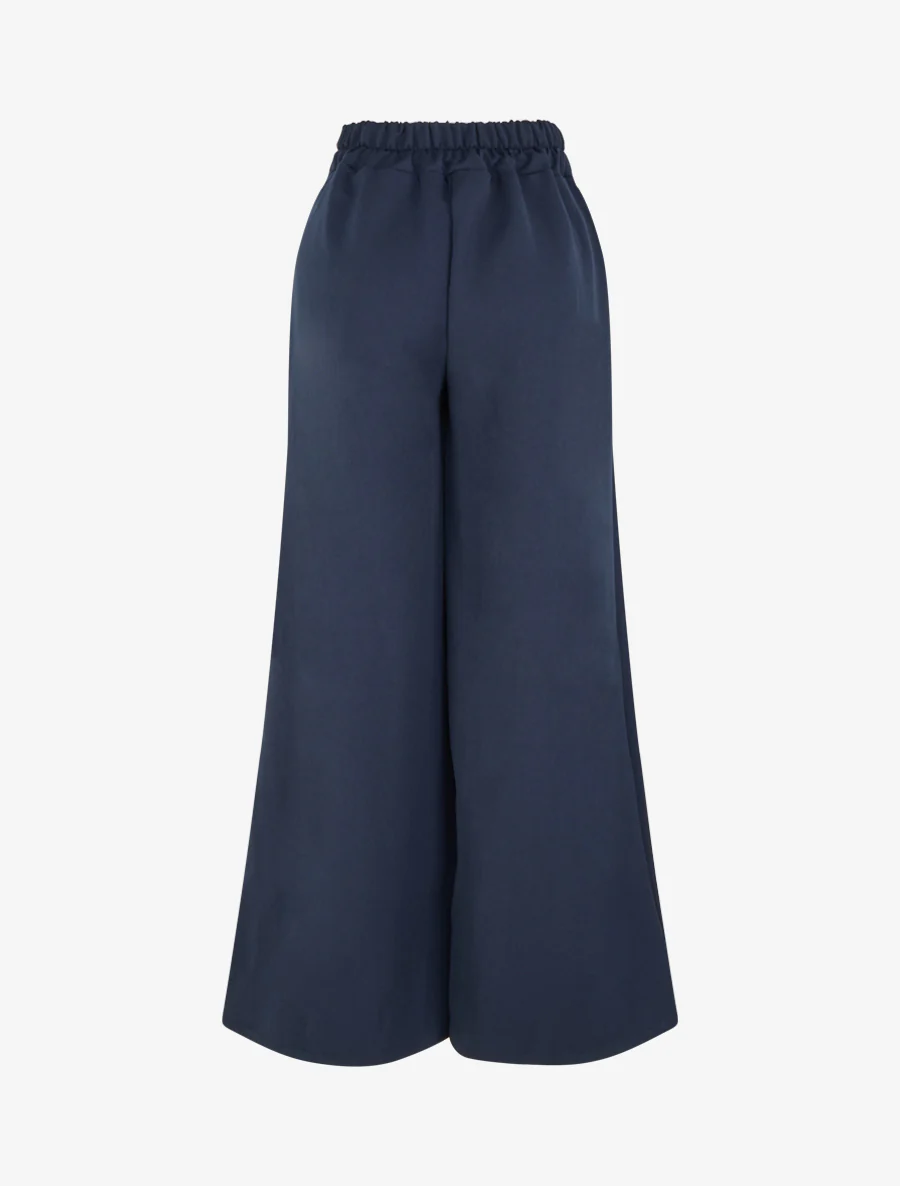 Effen wijde broek met geborduurd detail - Marine - Image 2