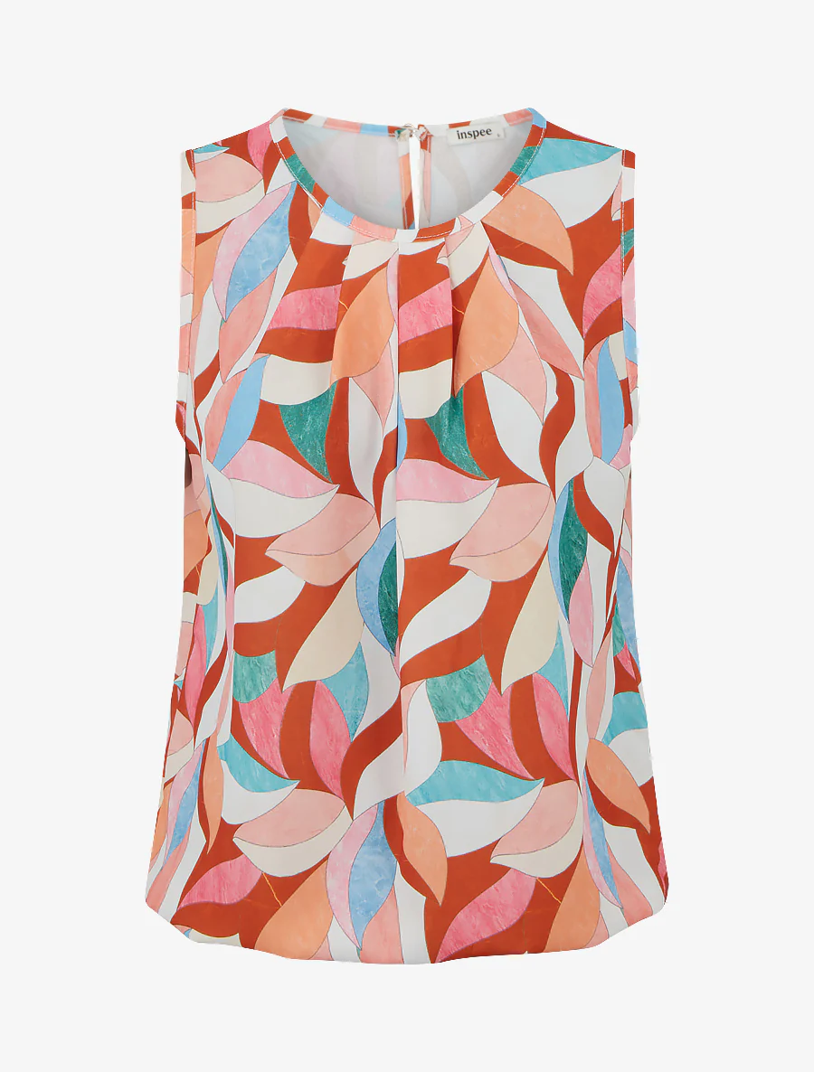 Elastisch topje met fantasieprint - Oranje