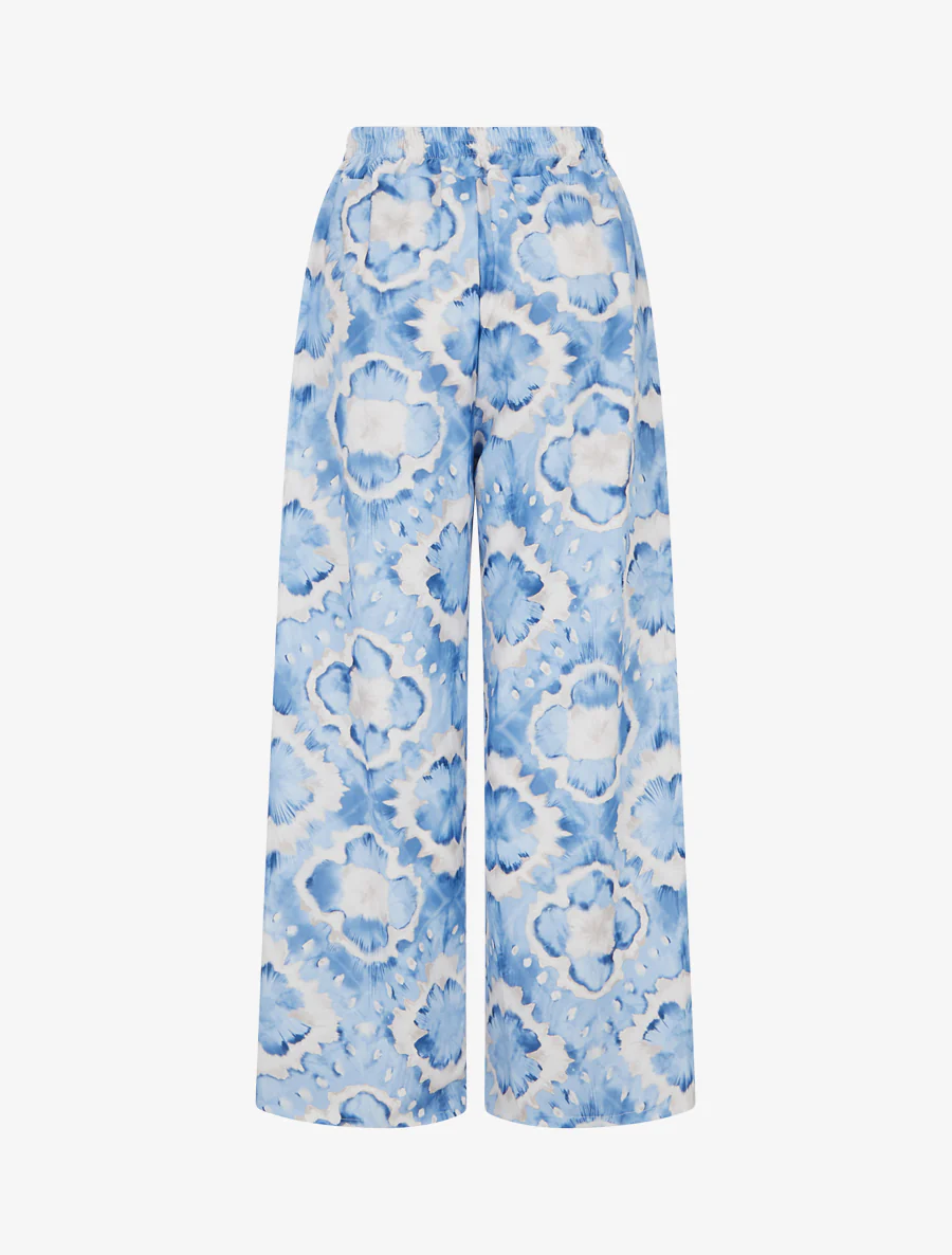 Elastische broek met abstracte print - Lichtblauw - Image 2