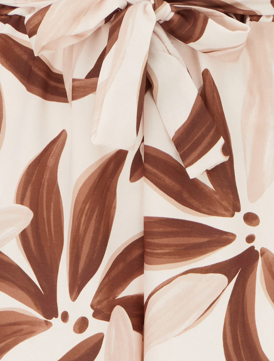 Elastische broek met bloemenprint - Beige - Image 3
