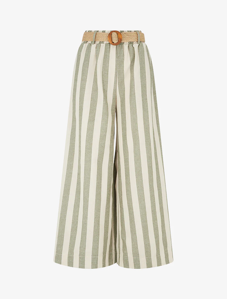 Elastische broek met streepprint - Kaki