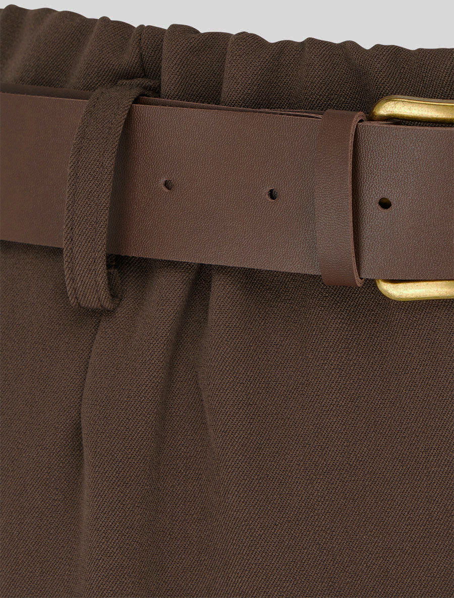 Elastische broek met wijde snit - Bruin - Image 3