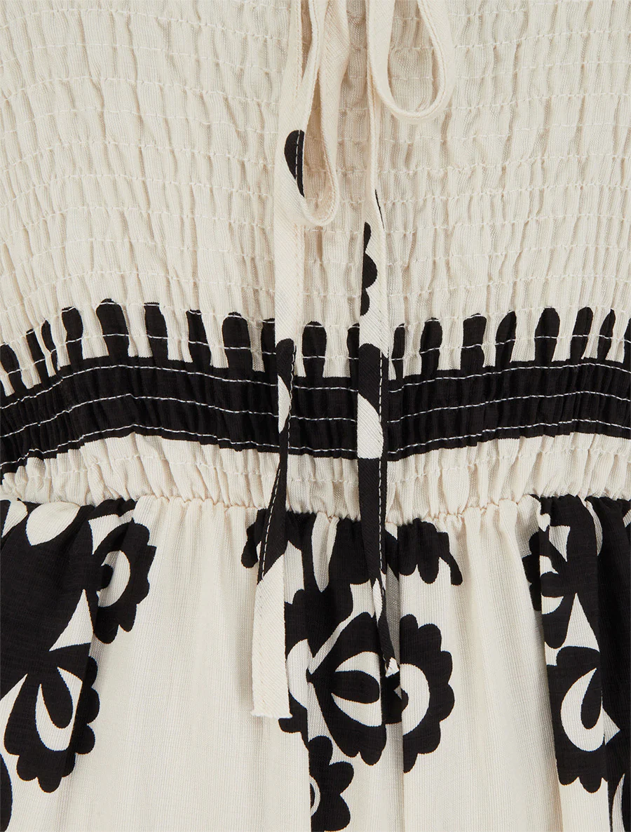 Elastische bustier jumpsuit met grafische print - Beige - Image 3